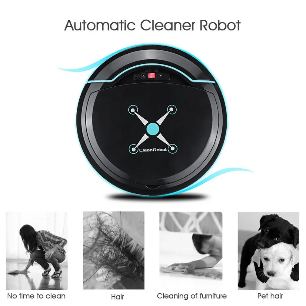 Перезаряжаемый Автоматический робот для уборки подметания пол робота от пыли и грязи волос Автоматический робот-чистильщик для домашних электрических пылесосов