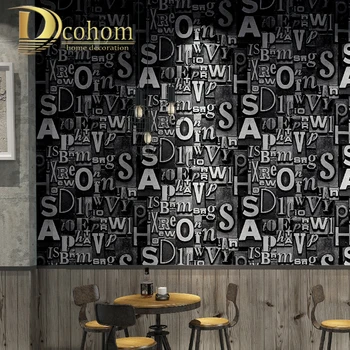 

PVC&Vinly Waterproof Words Textured Letters Modern Wallpaper Simple Embossed Living Room Wall Paper Wall Covering