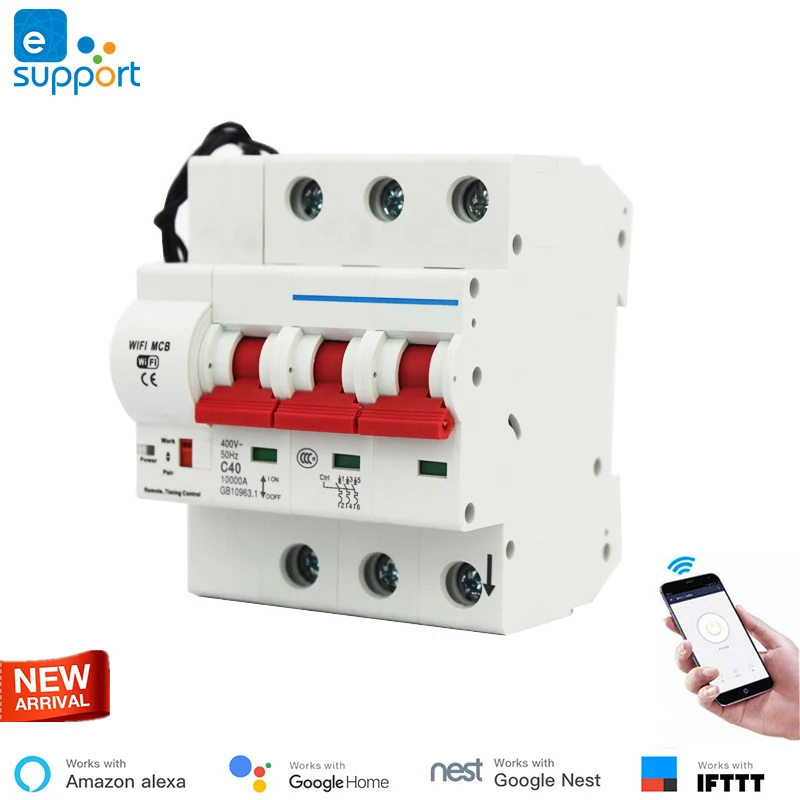 

Smart home WiFi 3P Smart Circuit Breaker Automatic Switch overload short circuit protection , work with Amazon Alexa Google home