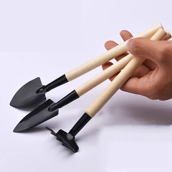 

3Pcs/Lot Small Rake Spade Shovel Hand Tool Wooden Mini Gardening Supplies Wooden Handle Trowel Rake Beach Kids Toy Balcony