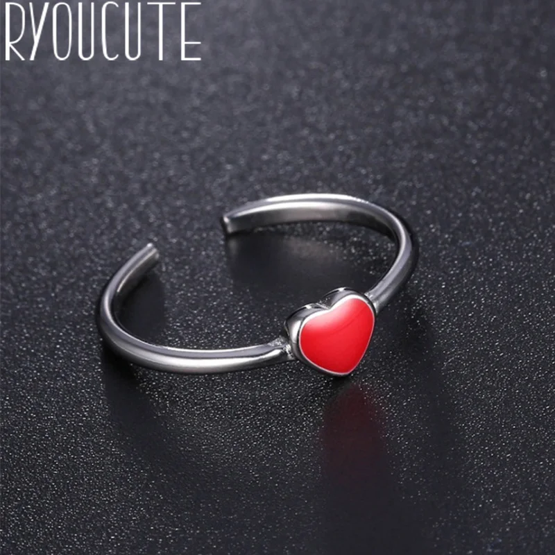 

Bohemian Real 925 Sterling Silver Heart Rings Gifts for Women Wedding Ladies Fashion Adjustable Antique Rings joyas de plata
