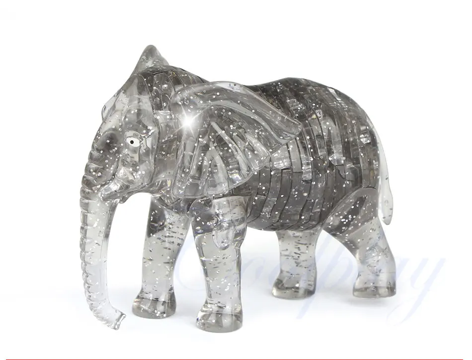 DIY 3D слон пазлы в сборке Хрустальный слон пазлы в сборке модели пазлов игрушки развивающие игрушки для детей} - Цвет: Glay