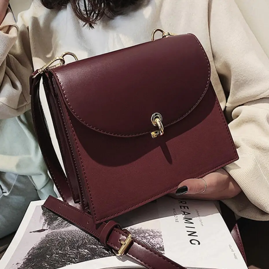 

Vintage Fashion Lady Square bag New Quality PU Leather Women's Designer Handbag Simple Stitching Shoulder Messenger Bags CC-03