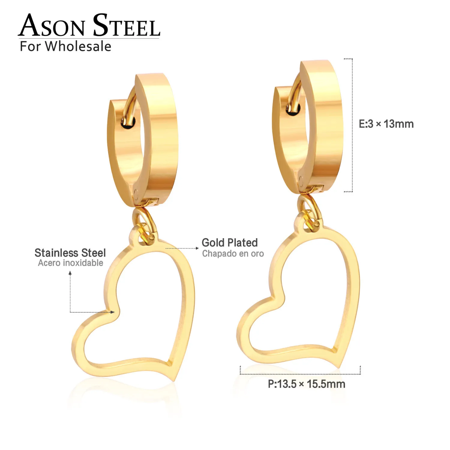 Женские круглые серьги кольца ASONSTEEL из нержавеющей стали с подвеской в виде