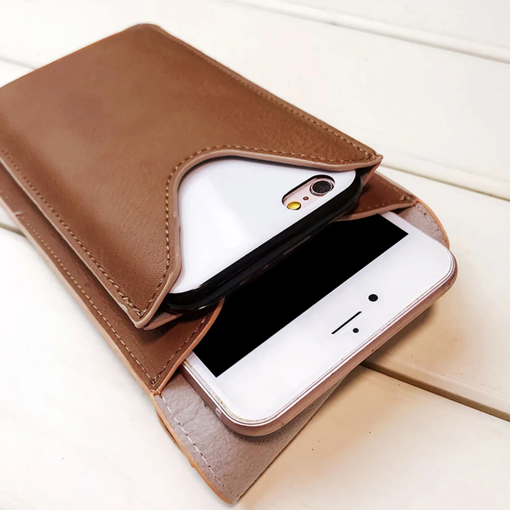 Защитный чехол для хранения телефона бумажник из искусственной кожи вертикальный модный пояс поясная сумка на липучке