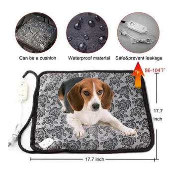 

45x45cm Pet Bed Heater Mat Heating Pad Waterproof Firm Cat Dog Bed Winter Warmer Carpet Pet plush Electric Blanket Heated Seat