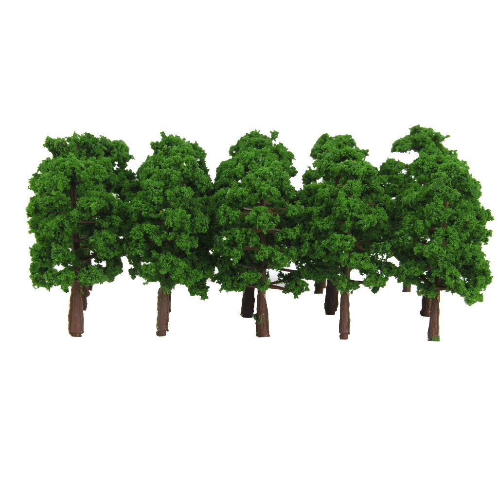 20PCS 1:150 Scale Plastic Model Trees Toys Train Railroad Scenery Play Decor Dark Green