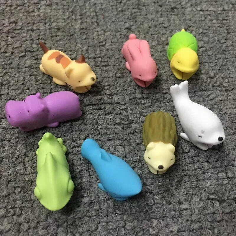

2018 Newest Cable Animal Bites Cord Protector Cartoon USB Charger Data Cable Accessory For iphone 8 7 6 USB cable protection