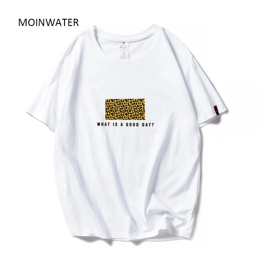Женская леопардовая футболка MOINWATER модная летняя с коротким рукавом и надписью