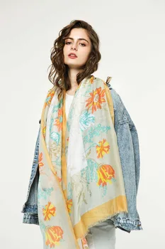 

2019 Spring Blossom Daisy Print Fringe Scarves Shawls Cotton Flower Muslim Wrap Scarf Muffler Hijab 6 Color Free Shipping