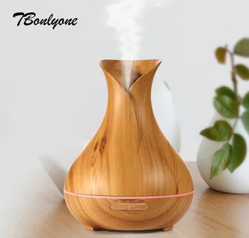 

TBonlyone 400ML Vase Diffuser Wood Grain Air Humidifier Ultrasonic Essential Oil Diffuser Air Aroma Diffuser for Spa Bedroom