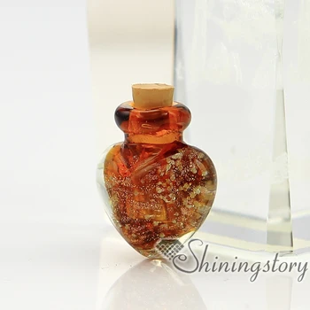 

heart glitter murano glass luminous handmade murano glass perfume bottle for necklace small urn for necklace pendant for ashes