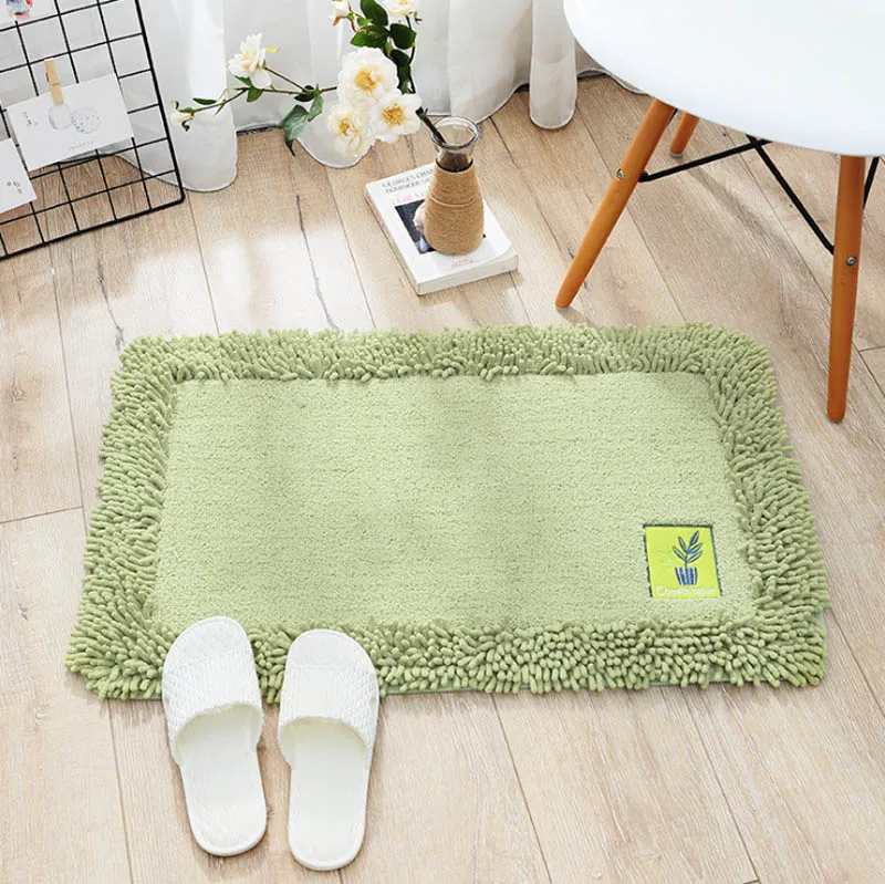 Мягкий напольный коврик, ворсистый ковер, входной синель, впитывающий ковер для ванной комнаты, набор ковриков для ванной - Цвет: Green
