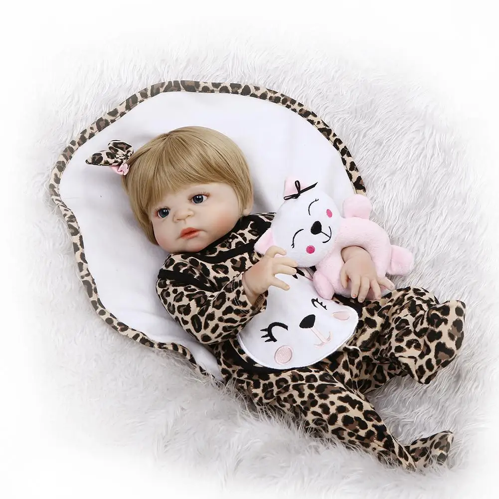 

New Lifelike Baby Vinyl Silicone Reborn Doll Kids Toy with Leopard Print Clothes