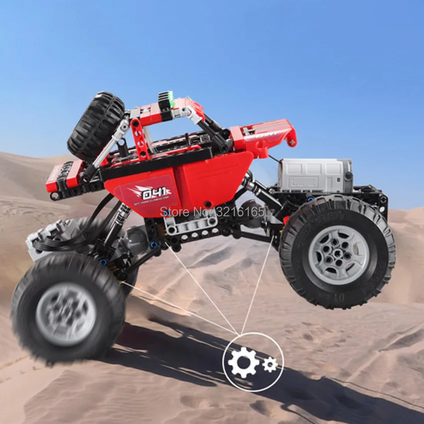 

2.4G RC climbing Car tehnic Building Blocks Battery 2pcs Motors 4WD Off-Road Vehicle Apply to legoes Bricks Toy Gift for boy kid