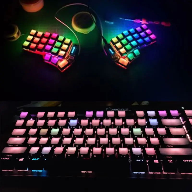 RGB передние/боковые напечатанные брелки с подсветкой ISO ANSI раскладка просвечивающие брелки с подсветкой для Corsair K65 K70 logitech G710 Cherry MX