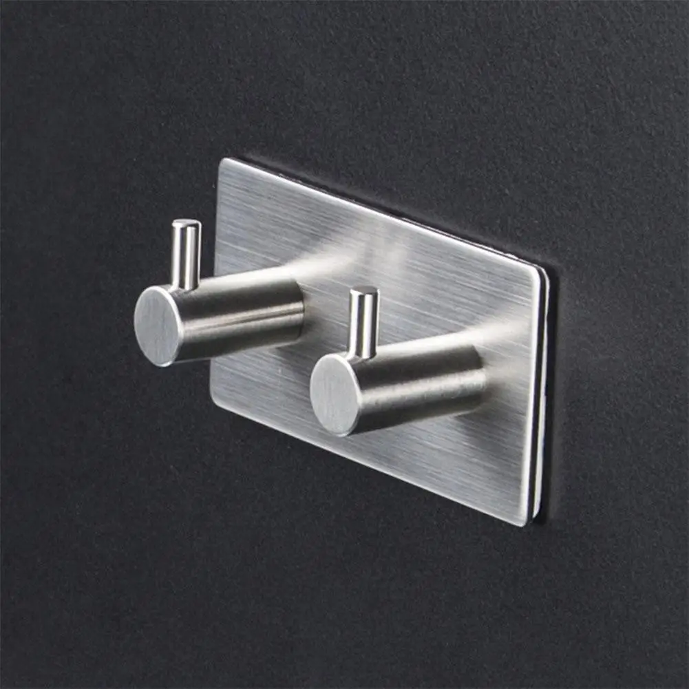LanLan Stainless Steel Nail free Hanger with Adhesive Double Hook