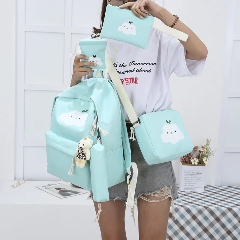 2019 nueva mochila de nailon de moda mochila escolar para niñas adolescentes bolsas de viaje informales para niños mochila Linda impresión en la nube 2019 nueva mochila de nailon de moda mochila escolar para niñas adolescentes bolsas de viaje informales para niños mochila Linda impresión en la nube