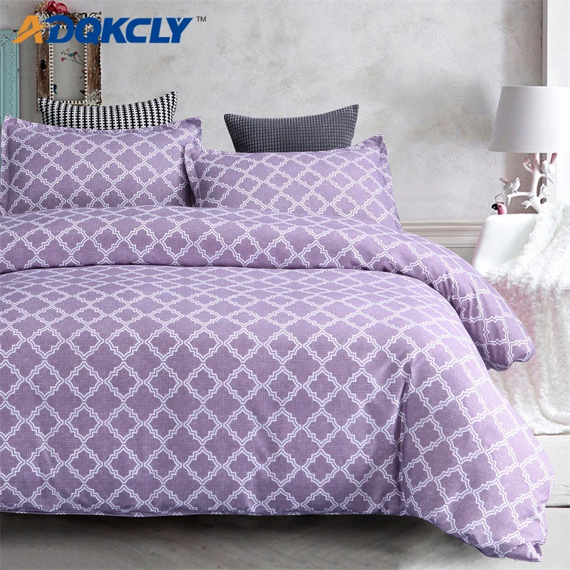 ADQKCLY Purple Bedding Set Geometric Printed Microfiber Bed Linen