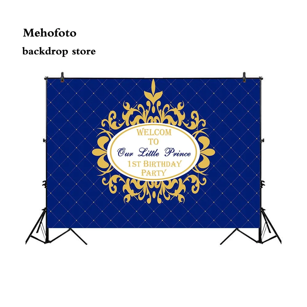 

Mehofoto 1st Birthday Party Backdrops for Little Prince Photo Shoot Backgrounds for Photography Blue Backdrop 702