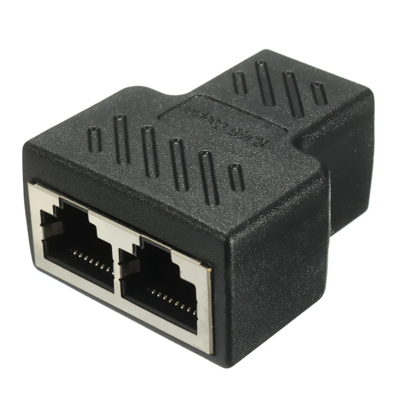 

Factory Price 1pc Plastic Copper Core 1 To 2 LAN RJ45 Connector Network Cable Splitter Extender Plug Adapter Connector Black
