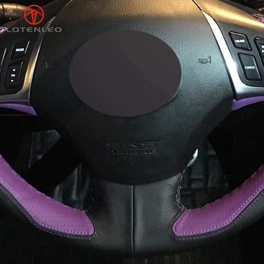 Lqtenleo Черная Кожаная Обложка фиолетового цвета DIY Ручная прошивка автомобиля рулевое колесо Крышка для Защитные чехлы для сидений, сшитые специально для Great Wall C50 2012 2013