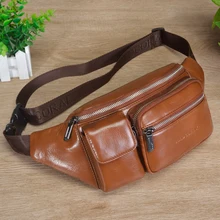 Золотая Коралловая натуральная кожа поясная сумка Мужская поясная сумка, чехол для телефона Мужская поясная сумка дорожные сумки-мессенджеры нагрудные сумки, кошелек