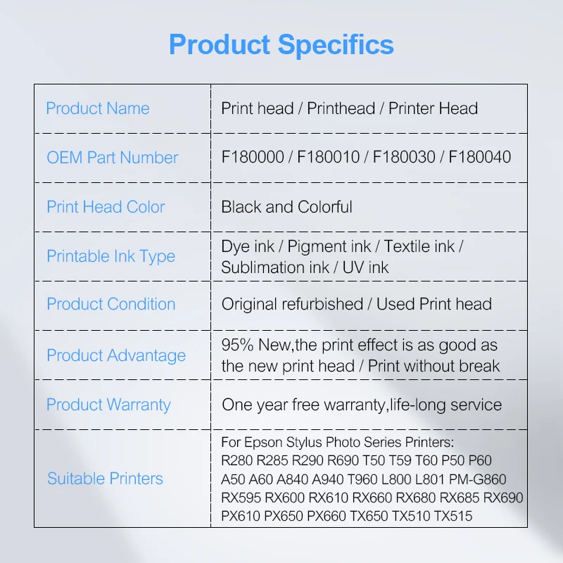 F180000 печатающая головка Печатающая головка для Epson Stylus Photo R280 R285 R290 R690 T50 T59 T60 P50 P60 L800 L801 RX690 TX650 печатающей головки