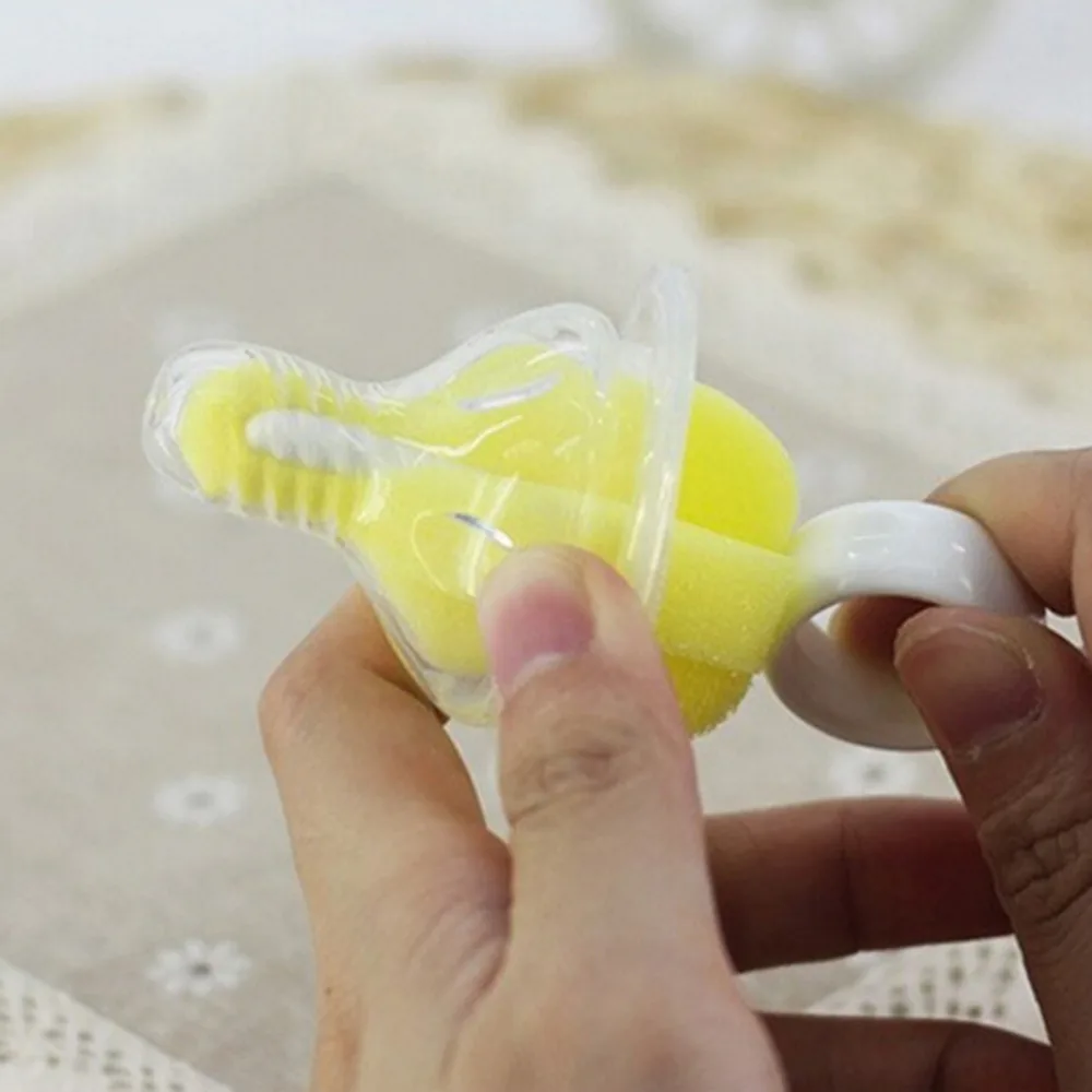 2 шт 360 градусов вращающаяся губка желтая детская соска щетка для младенцев Чистящая бутылочка для кормления щетка для младенцев очиститель соски