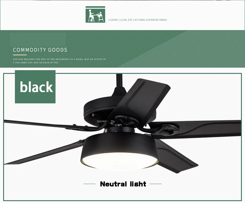 SOLFART потолочный вентилятор лампа современный вентилятор светильник немой натуральный ветер ce ul светодиодные лампы дерево или железо черный белый металлический подвес SLF9008