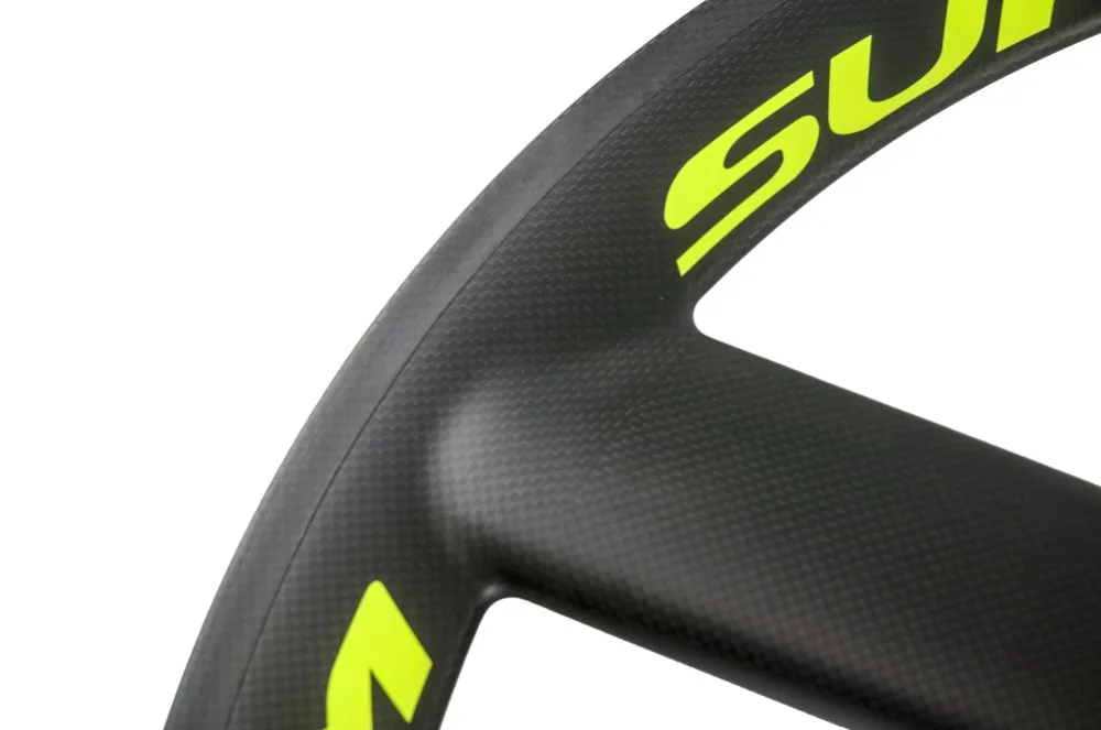 Sale Hot sale! aero 700c 3spoke wheels carbon 56mm clincher fixed gear tri spokes road bicycle wheel 2