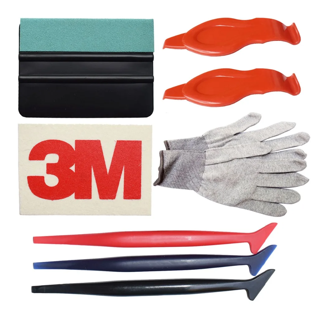 

Car Wrap Tuck Scraper Suede Wool Squeegee Anti-static Gloves Corner Decorate Long Handled Pry Vehicle Sticker Tinting Tools K100