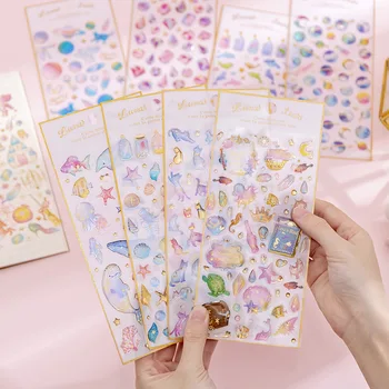 

Cute Magic Planet Crystal Drop glue Sticker Transparent Stereo Handbook Diary Decoration Stationery Stickers Student Kawaii DIY