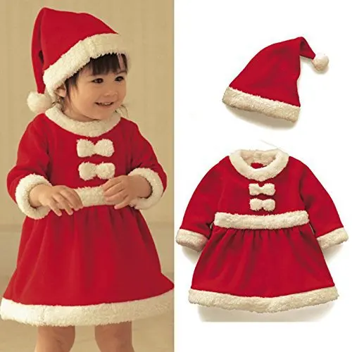 Goedkoop Baby kerstman outfit kostuum kerst jongen meisje winter kleding roupa papai noel infantil Pasgeboren Meisjes Jurk Kids Rompertjes