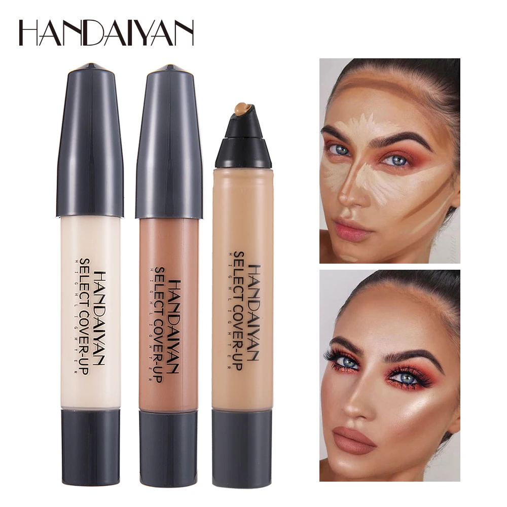 HANDAIYAN 12 Colors High Light Brightening Concealer Pen Long Oil Control Whitening Concealer Liquid Foundation Makeup TSLM1