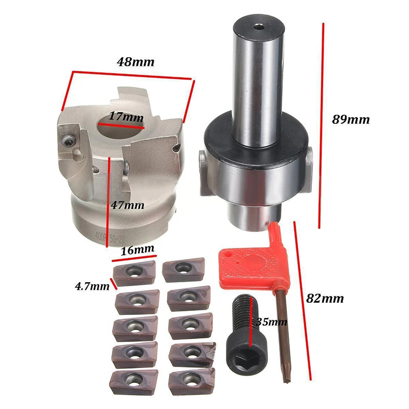 

1pc C3/4-FMB22 Tool Holder + 400R-50-22 Face Mill Cutter + 10pcs APMT1604 Carbide Inserts with Wrench and Screw For Turning Tool