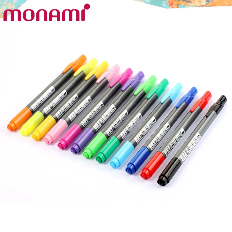 Monami Prism 402 маркерные ручки 12 видов цветов набор с двойной головкой тонкие/средние