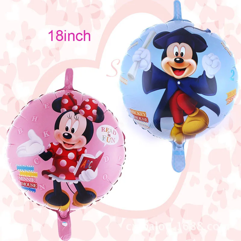 2pcs/lot 18 inch Minnie Mickey Theme Balloon kids happy Party Baby Birthday Party Decoration Supplies Helium Balloons