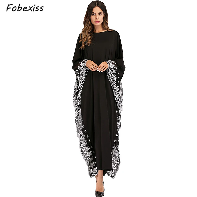 

Muslim Dress Dubai Women Abaya Kaftan Ramadan Islamic Clothing Abaya Turkey Eid Caftan Marocain Embroidered Black Musulman Arab