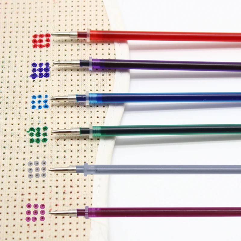10Pcs-Cross-Stitch-Water-Soluble-Pen-Refill-DIY-Fabric-Marker-Pen-Draw-Grid-On-Fabric-Temporary
