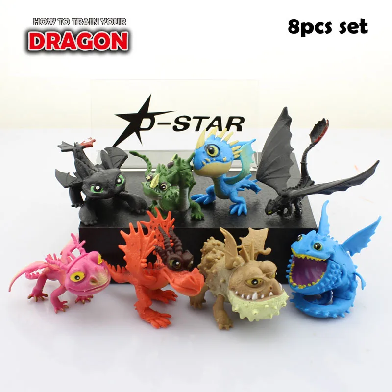 Free Shipping 8pcs Cute How to Train Your Dragon 2 Toothless Set Bag