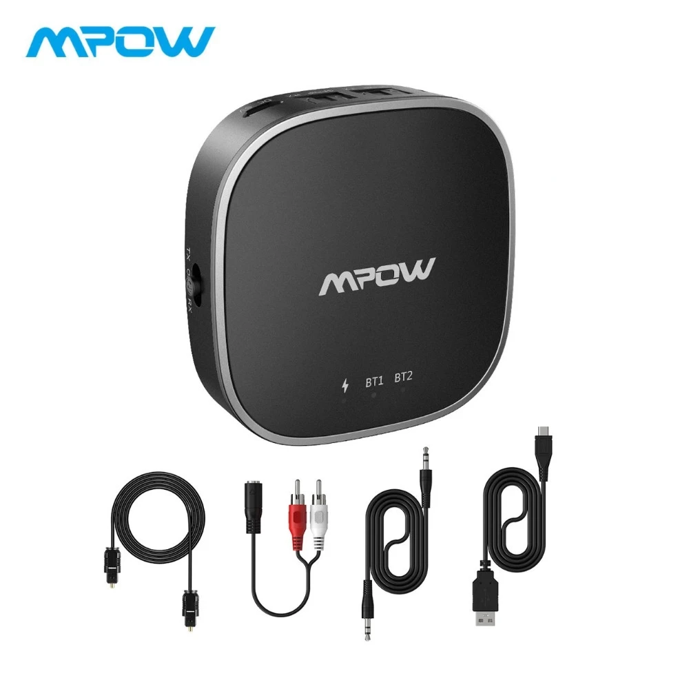 

Mpow Wireless Adapter Bluetooth 5.0 Transmitter Receiver With Digital Optical Toslink&Aux Cable Connection APTX/APTX HD/APTX LL