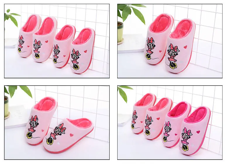 Chinelos de Algodão Outono e Inverno os Novos Além de Veludo Disney Crianças Desenhos Animados Anti-skid Grosso Quente Casa no 17 Disney crianças chinelos de algodão no outono