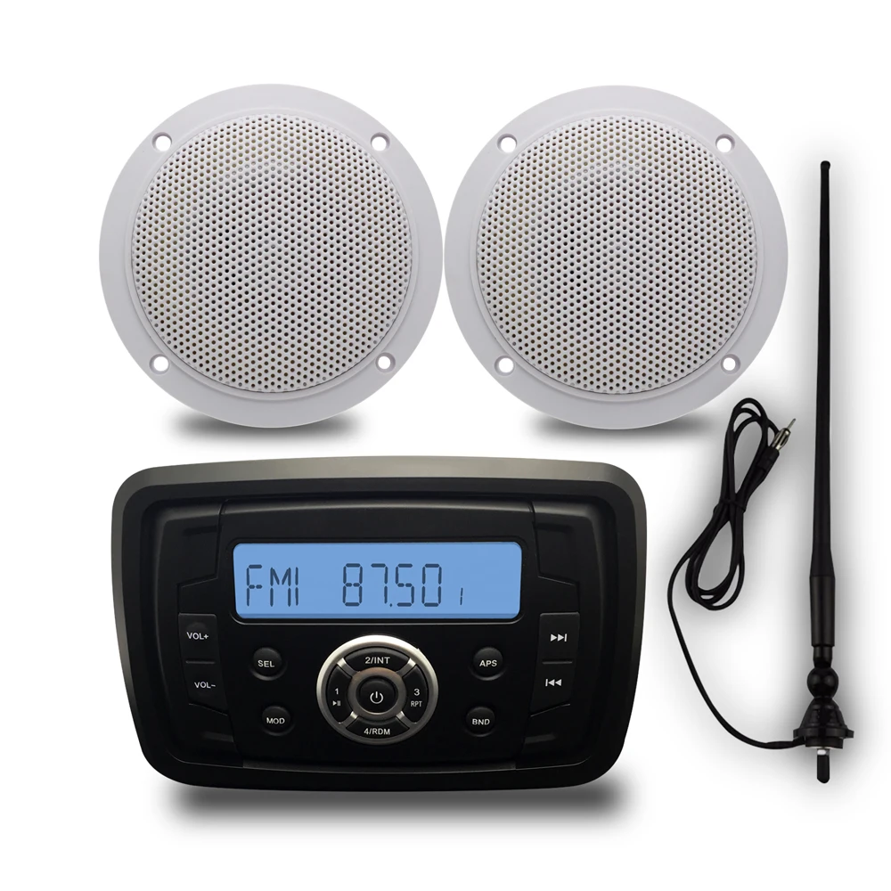 Waterproof ATV UTV Radio Bluetooth Audio Receiver Marine Stereo Sound