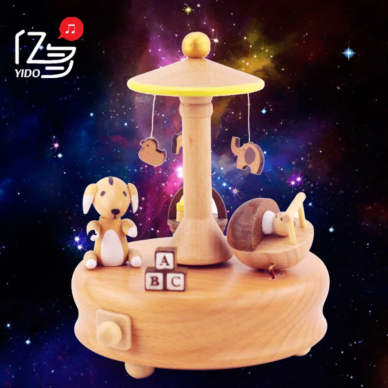 

Wood roating cradle baby music box for new year Christmas wedding and birthday gift child schoolgirl decoration free shipping