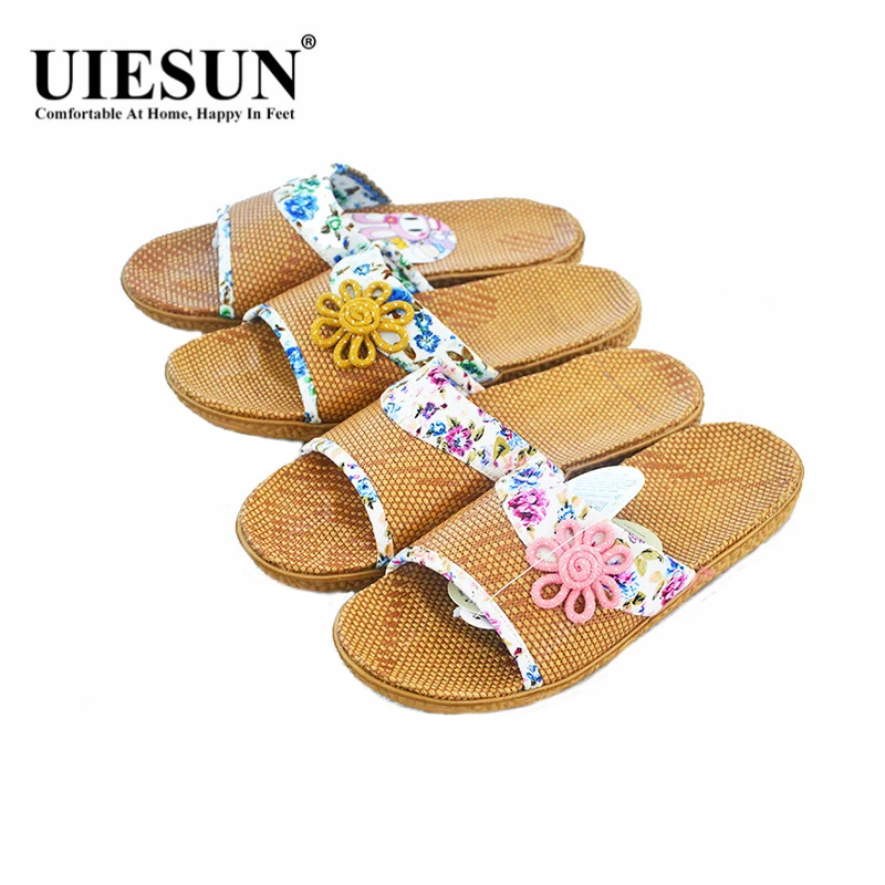 

New Shivering Floral Women Summer Sandals High Quality Cotton Non-slip EVA Sole Basic Womans Female Beach Slippers Shoes WL014