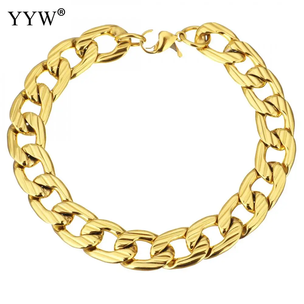 Нержавеющая сталь ювелирные изделия браслет покрытие, Мужская цепь, много цветов для выбора, не содержит 17x11 мм, Продан через приблизительно 9 дюймовый Strand