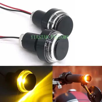 

Yiastar 2Pcs CNC Motorcycle Amber LED Handle Bar End Indicator Grip Plug Turn Signal Light FOR 22mm Handlebar