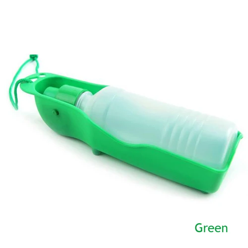Бутылка для воды для собак Фидер 250 мл Чаша Пластиковая портативная бутылка для воды Домашние животные путешествие, домашнее животное питатель питьевой воды - Цвет: green