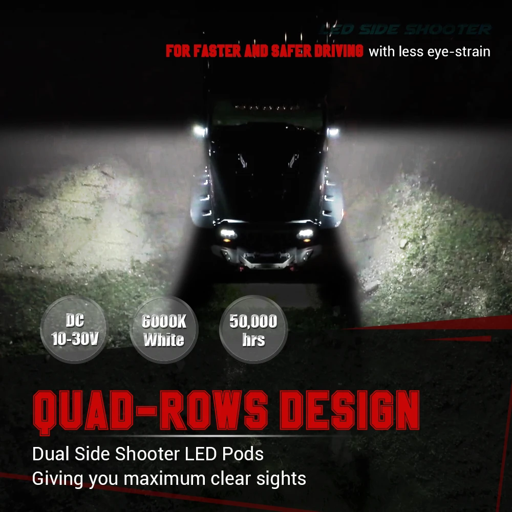 MICTUNING 5 дюймов Dual Side Shooter Pods грузовики внедорожный точечный наводнение комбо передний гриль вспомогательные лампы Автомобильный светодиодный светильник